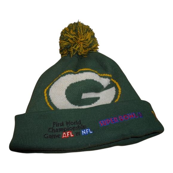 Green Bay Packers Super Bowl XXXI XXXII Knit Beanie Pom Pom NFL Hat OSFM - Picture 4 of 10